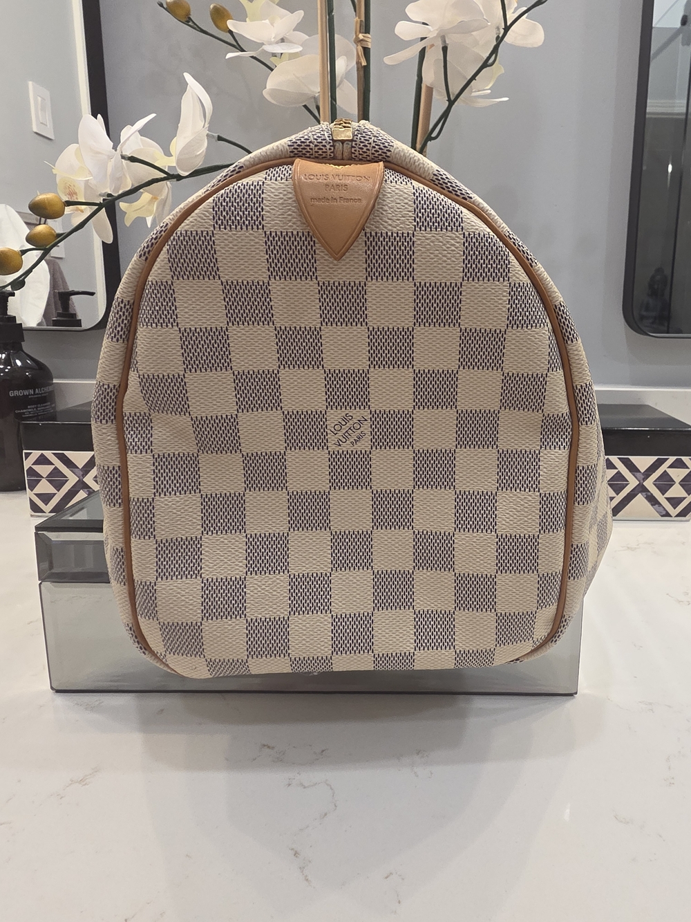 Louis Vuitton Damier Azur Satchel in Cream and Tan - Picture 2 of 16